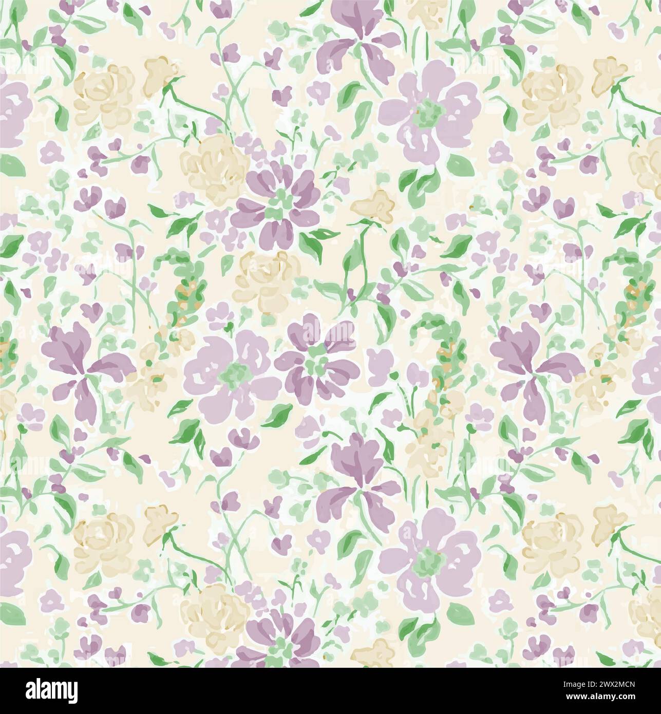 Seamless pattern with flowers and leaves. Hand drawn background. floral ...