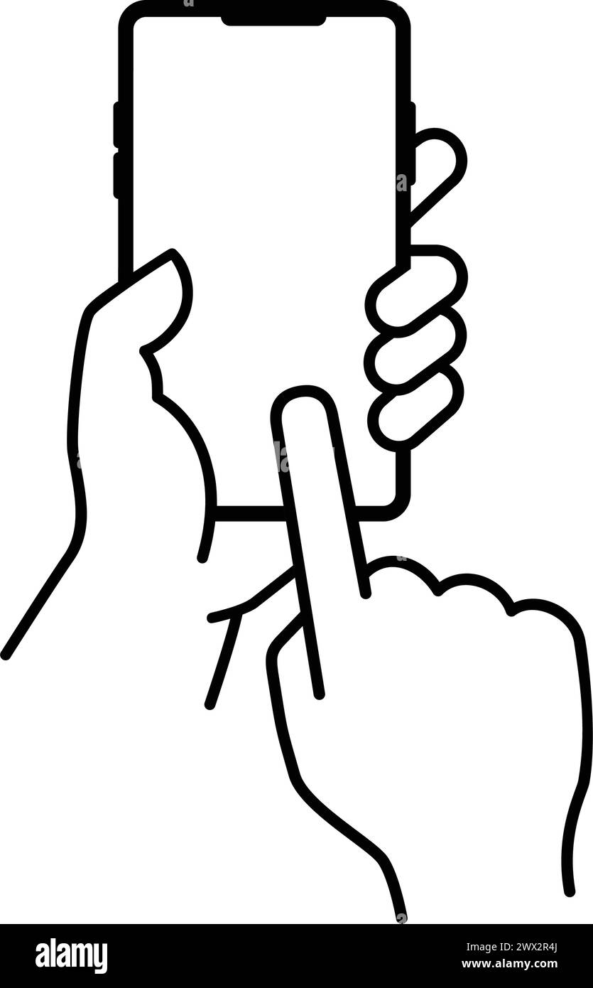Hands operating smartphone. Vector icon on transparent background Stock ...