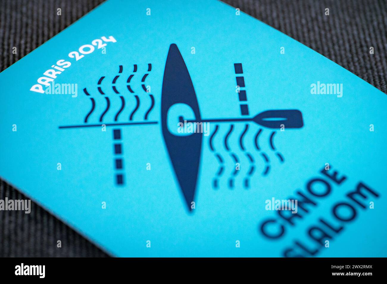 Canoe slalom pictogram for paris 2024 summer olympics. Official icon of