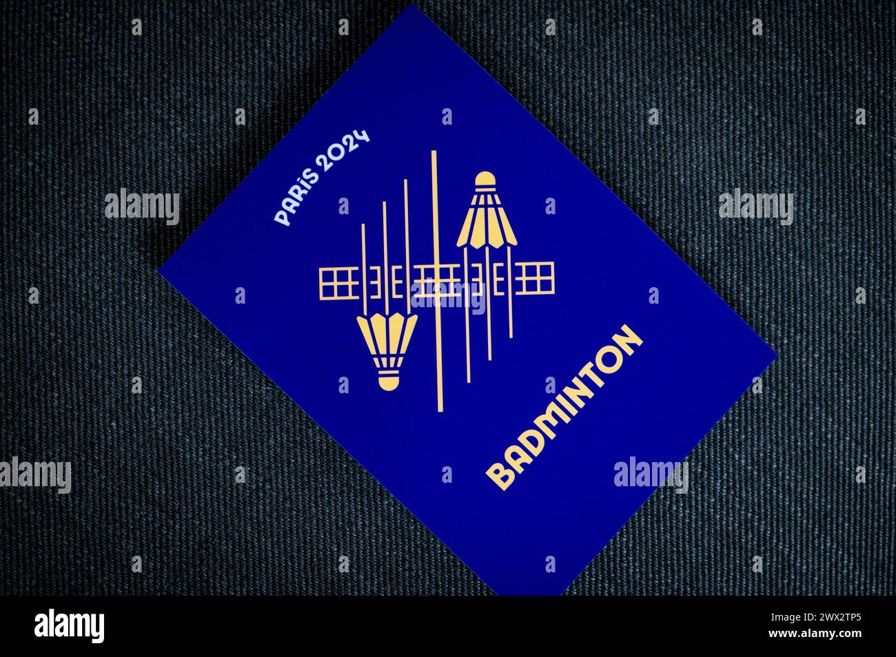 Badminton pictogram for paris 2024 summer olympics. Official icon of sport at olympics game in Paris 24 Stock Photo