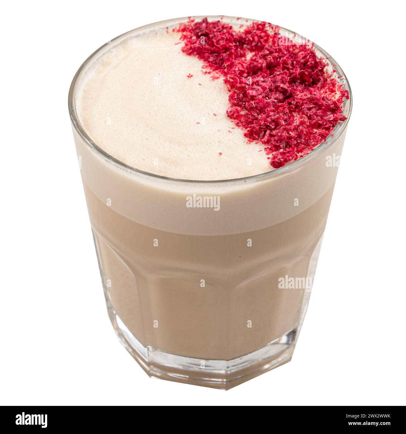 Glass of raf coffee with dried raspberry Stock Photo - Alamy