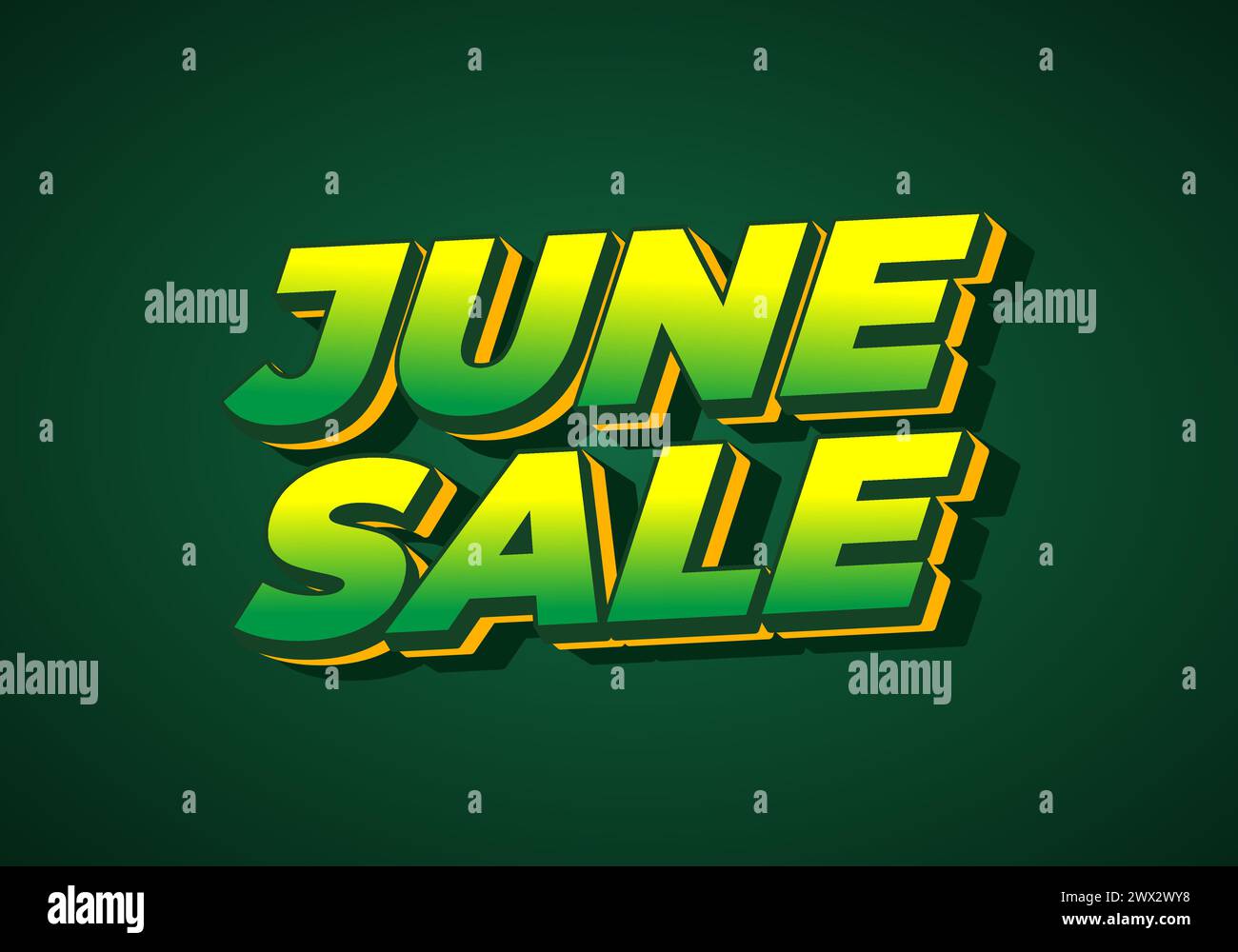 June sale. Text effect design in 3 dimensions style with eye catching ...