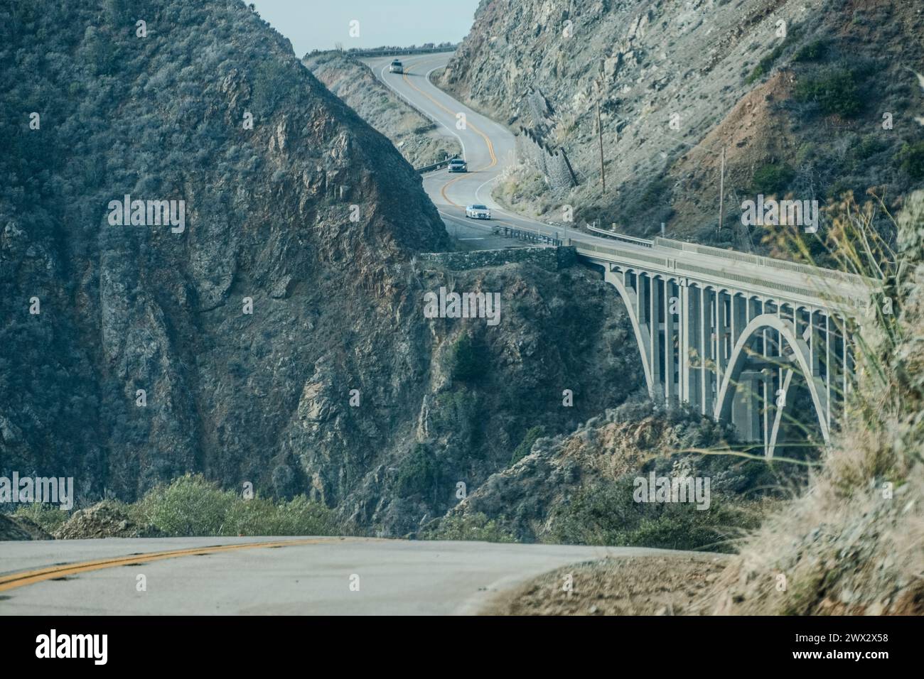 Big Sur's iconic Bixby Bridge, Highway 1, Big Sur, California, USA. Stock Photo