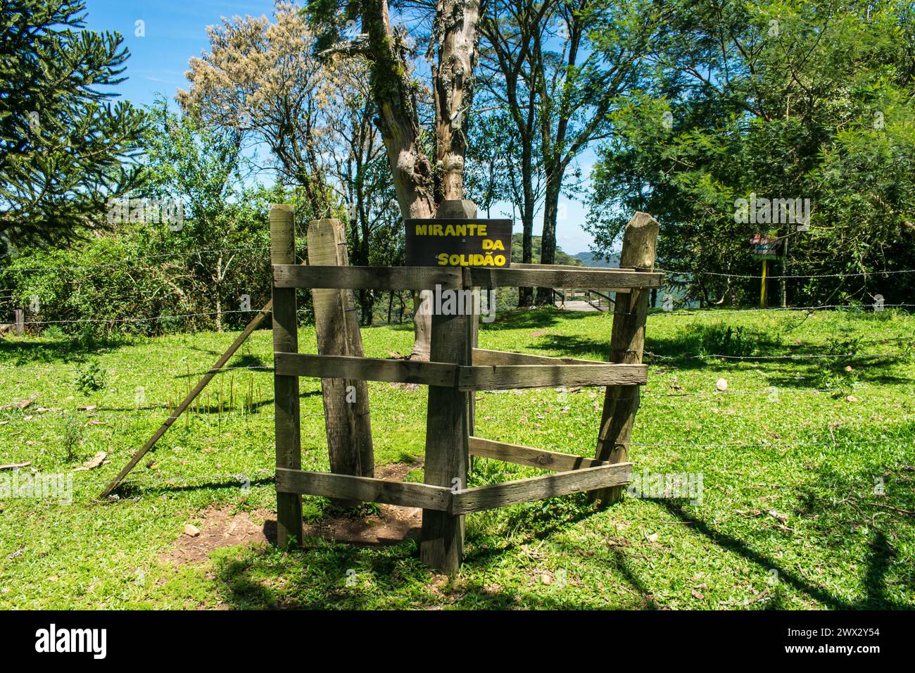 Entrance to the Mirante da Solidao (Solitude Viewpoint) at the Ronda Municipal Natural Park in Sao Francisco de Paula, South of Brazil Stock Photo