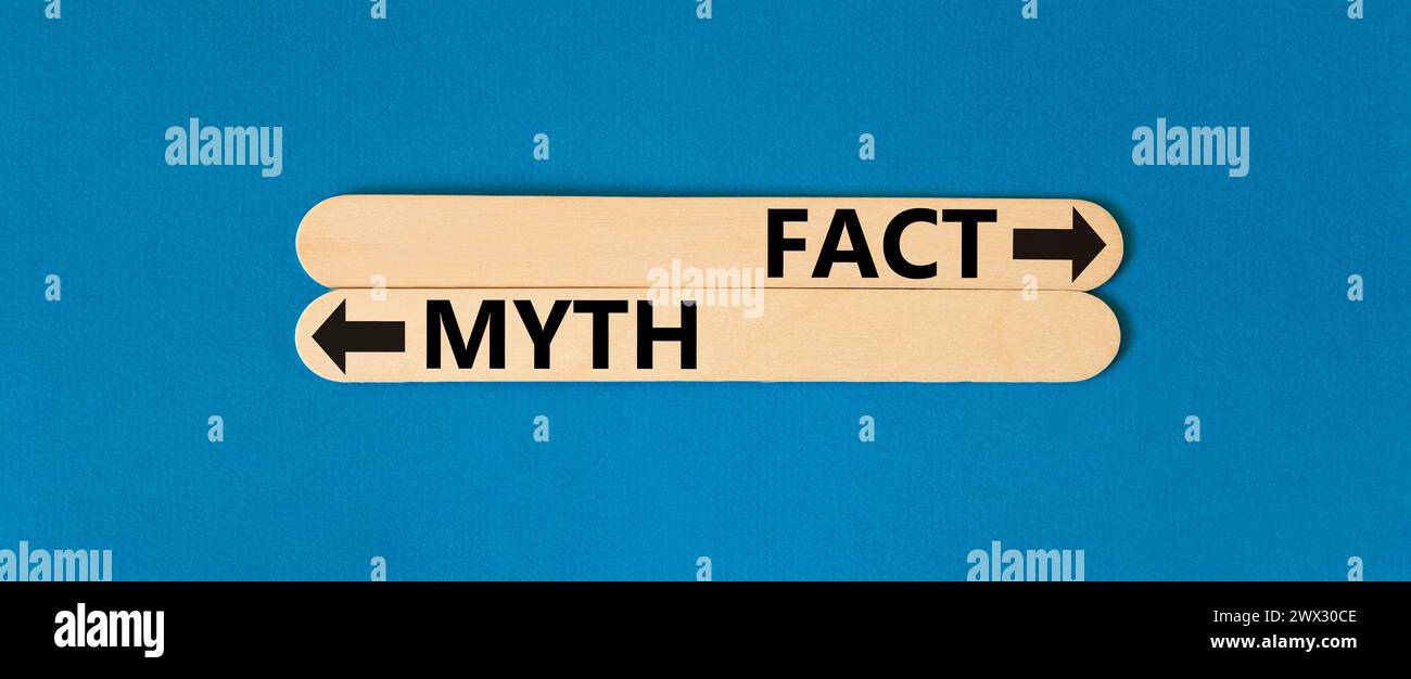 Fact or myth symbol. Concept word Myth and Fact on beautiful wooden ...