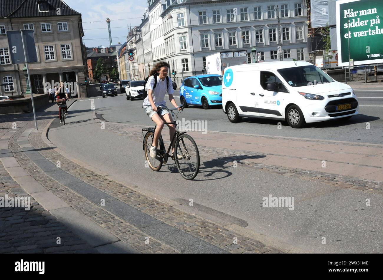 Copenhagen/Denmark 17..May 2018_ .Denmark build new bike lanes almost each and all road keep car and other heavey traffic out of heart of danish capital, danes use bicycles to work and from work and as sport and also easy an ffastest transportation methods. Photo.Francis Joseph Dean / Deanpictures. Stock Photo