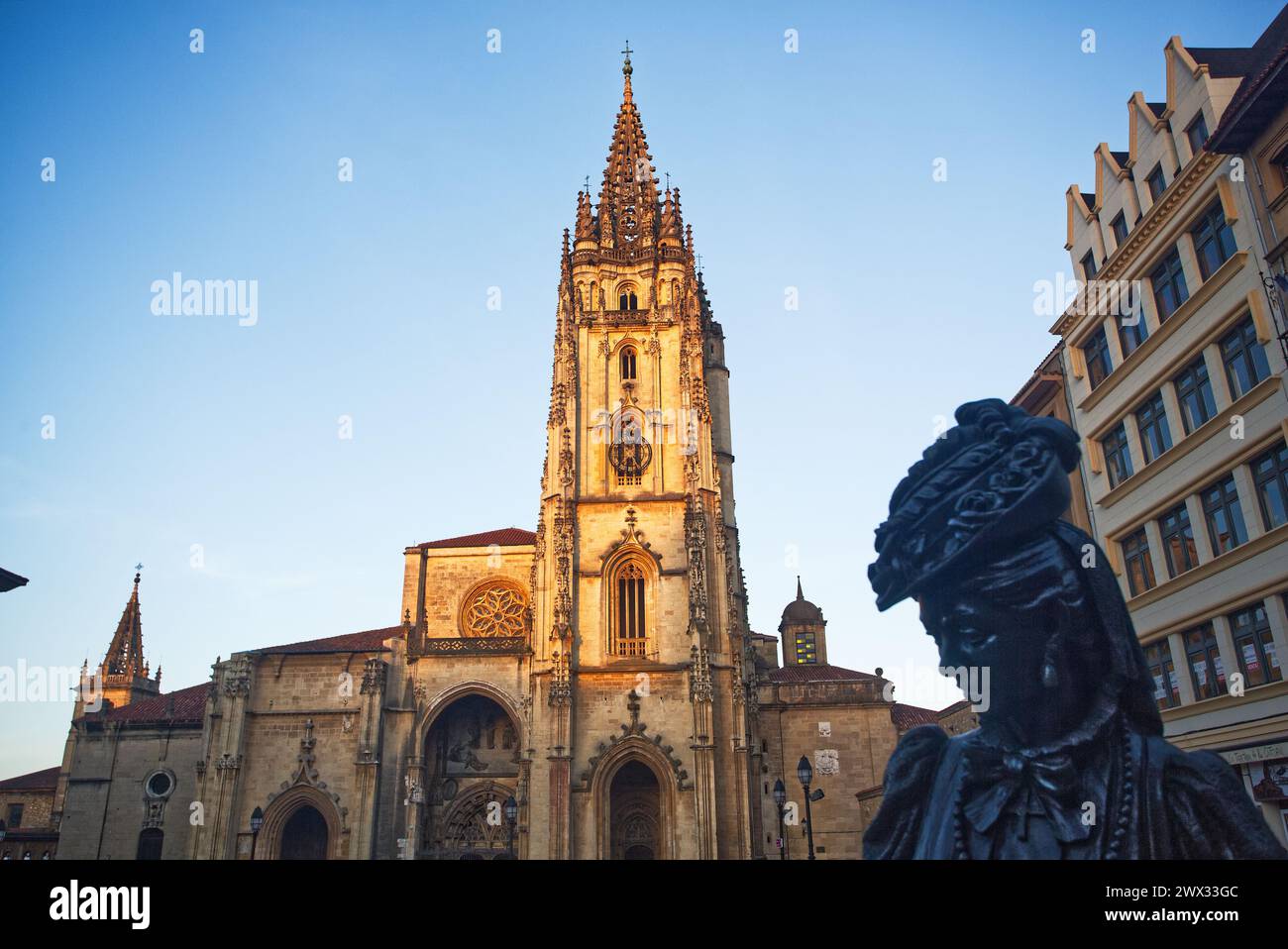 The Cathedral of Oviedo, Asturias, Spain. Pl. Alfonso II the Casto. Gothic style, 8th century, declared a World Heritage Site by UNESCO Stock Photo