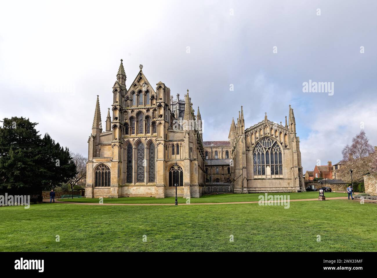 Exterior of the historic Ely cathedral on a sunny spring day Cambridgeshire England Great Britain UK Stock Photo