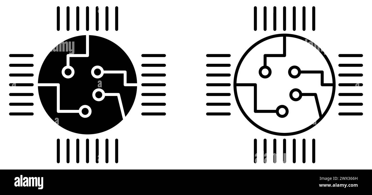 Сircuit board icons in flat and line art style. Vector illustration ...