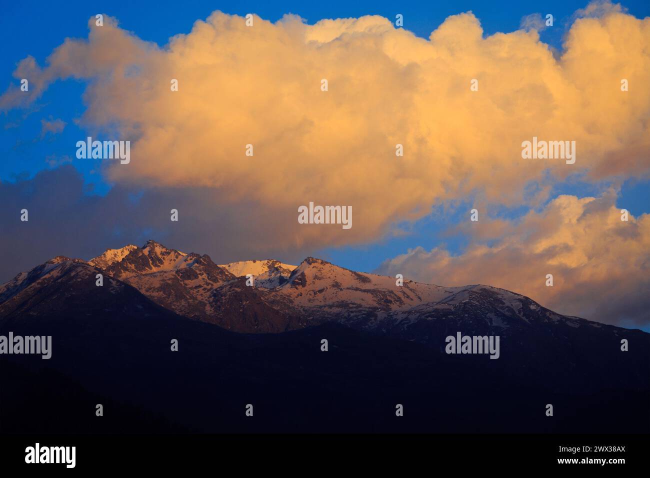 Sunset in Himalayas Stock Photo