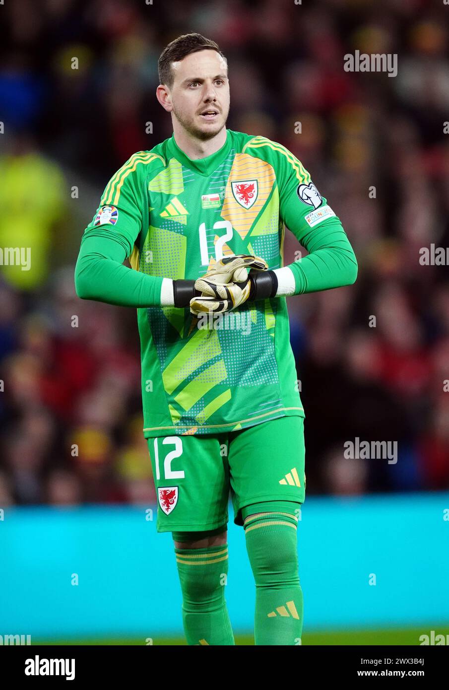Wales goalkeeper Danny Ward during the UEFA Euro 2024 Qualifying play-off final at the Cardiff City Stadium, Wales. Picture date: Tuesday March 26, 2024. Stock Photo