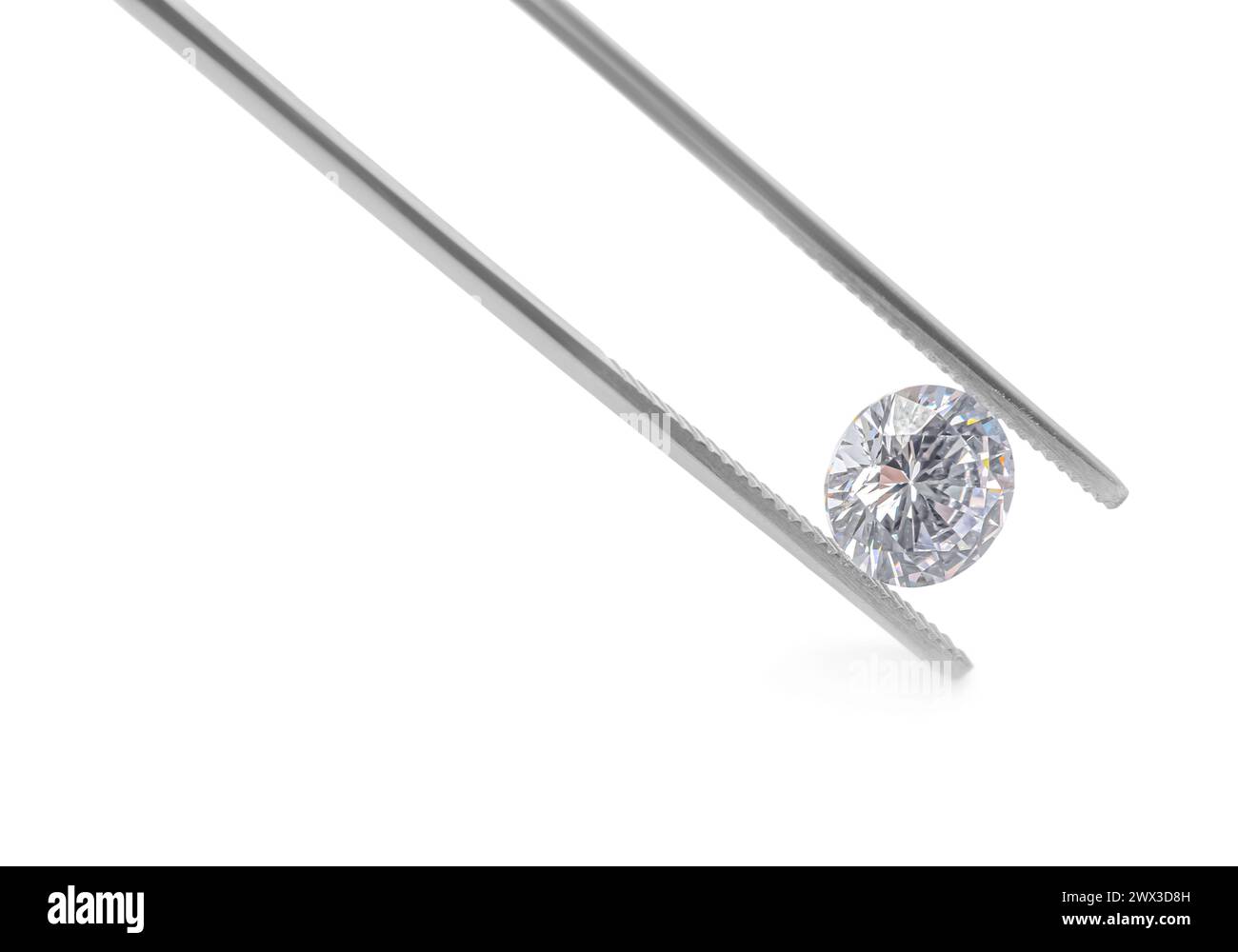 Tweezers with beautiful shiny diamond isolated on white Stock Photo - Alamy