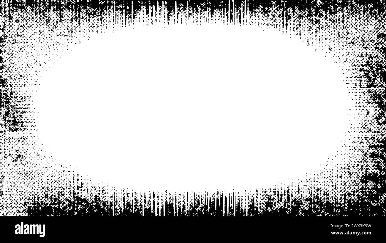 An abstract black and white halftone grunge texture border background ...