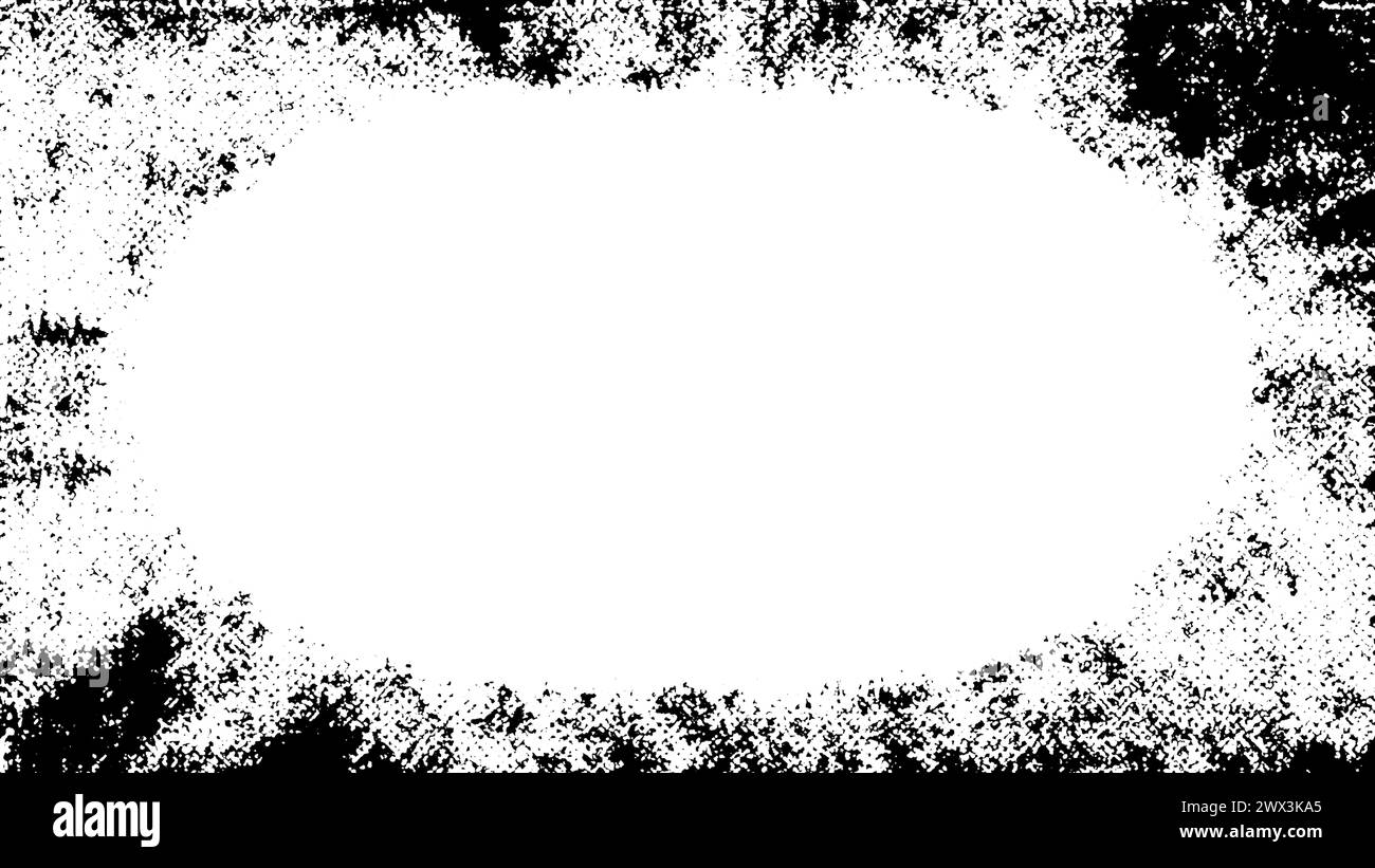 An abstract black and white halftone grunge texture border background ...