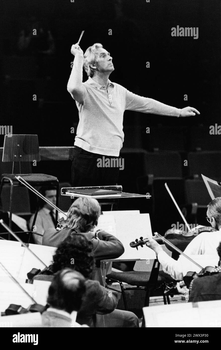 Rudolf Kempe (German orchestral conductor, 1910-1976) rehearsing with the Royal Philharmonic Orchestra (RPO) at the Royal Festival Hall (RFH), Southbank Centre, London SE1 in 1972 Stock Photo