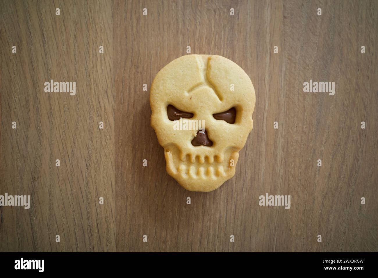 Skull shaped cookie for Halloween events Stock Photo