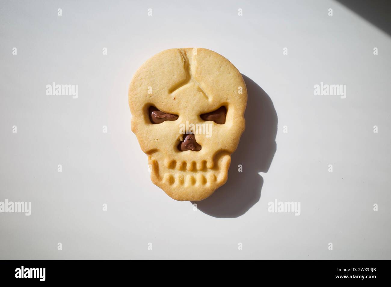 Skull shaped cookie for Halloween events Stock Photo