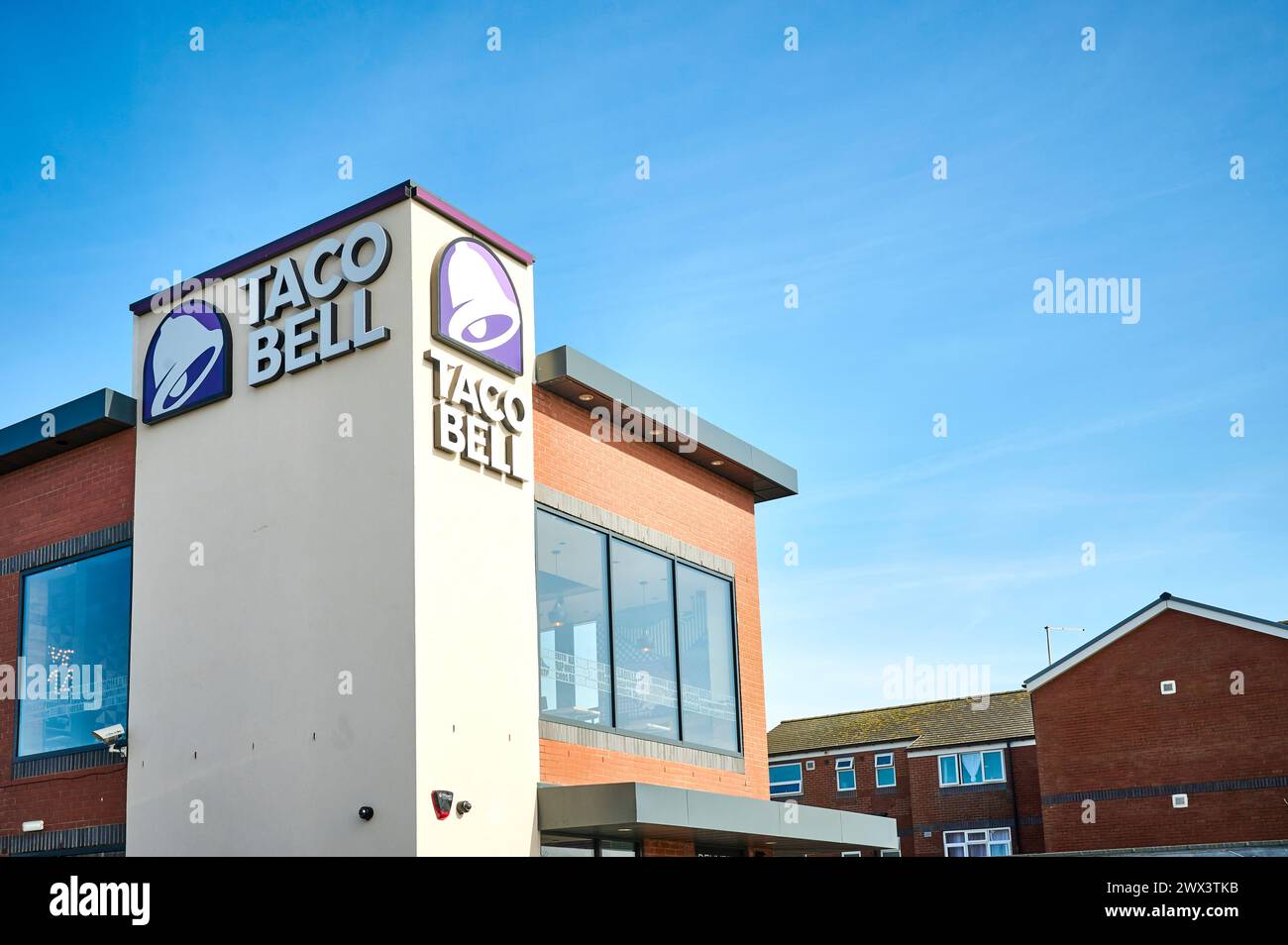 Taco Bell fast food restaurant in Blackpool Stock Photo