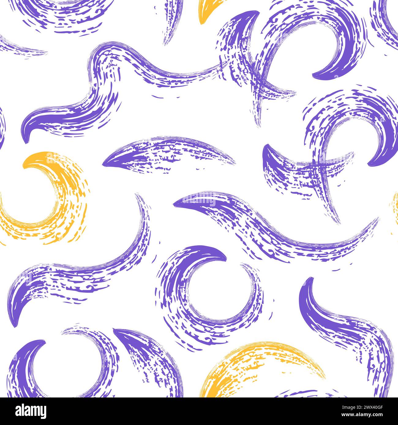 Squiggle line doodle seamless pattern wth dry brush scribbles. Creative minimalist style art background for children or trendy design with basic shape Stock Vector