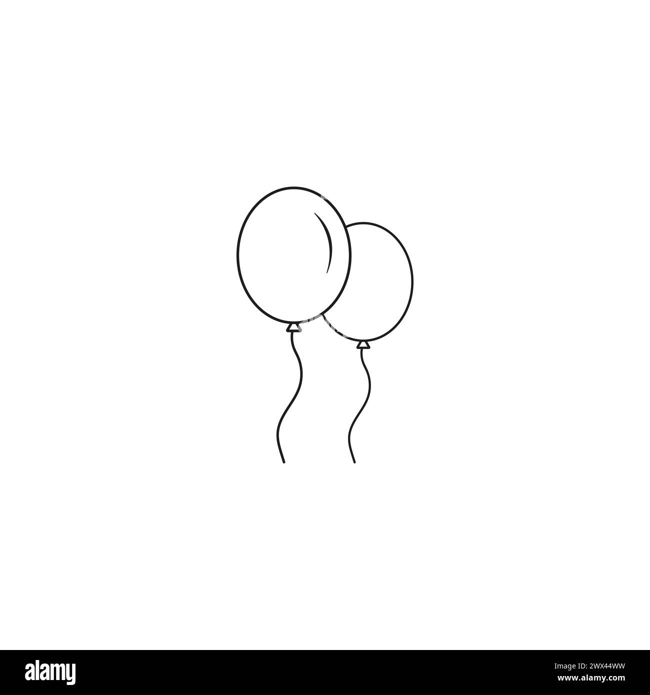 Balloons vector icon isolated on white background. Thin line balloons ...