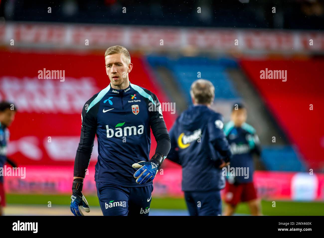 Oslo, Norway, 26th March 2024. Norway's goalkeeper Egil Selvik before the friendly match between Norway and Slovakia at Ullevål Stadium in Oslo  Credit: Frode Arnesen/Alamy Live News Stock Photo