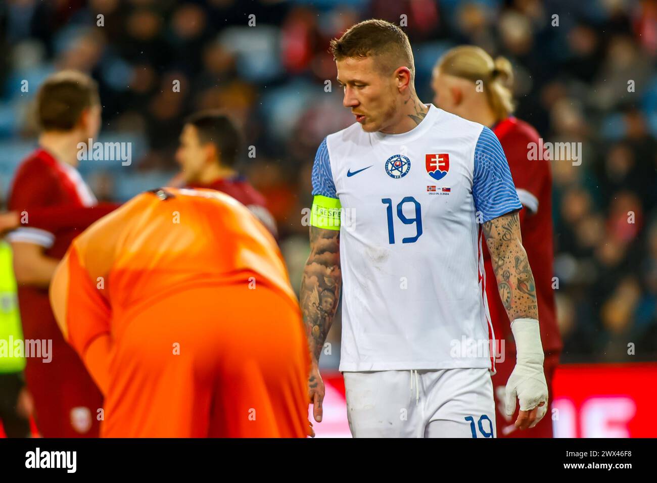 Oslo, Norway, 26th March 2024. Slovakia's Captain Juraj Kucka during the friendly match between Norway and Slovakia at Ullevål Stadium in Oslo Credit: Frode Arnesen/Alamy Live News Stock Photo