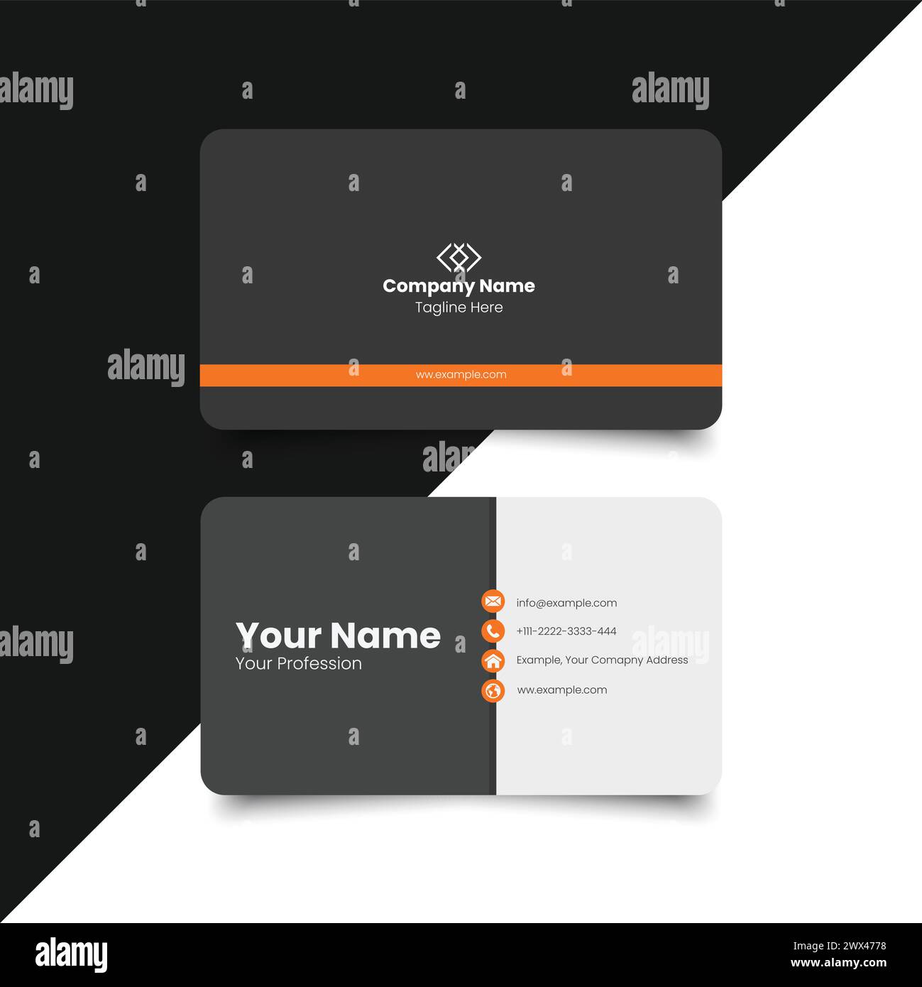Web Simple Business Card Layout. creative modern name card and business card. Clean Design. corporate design template,Clean professional business card Stock Vector