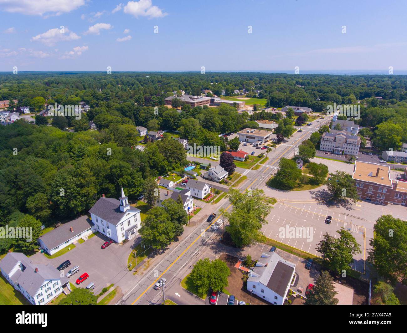 Hampton historic town center aerial view including First Congregational ...