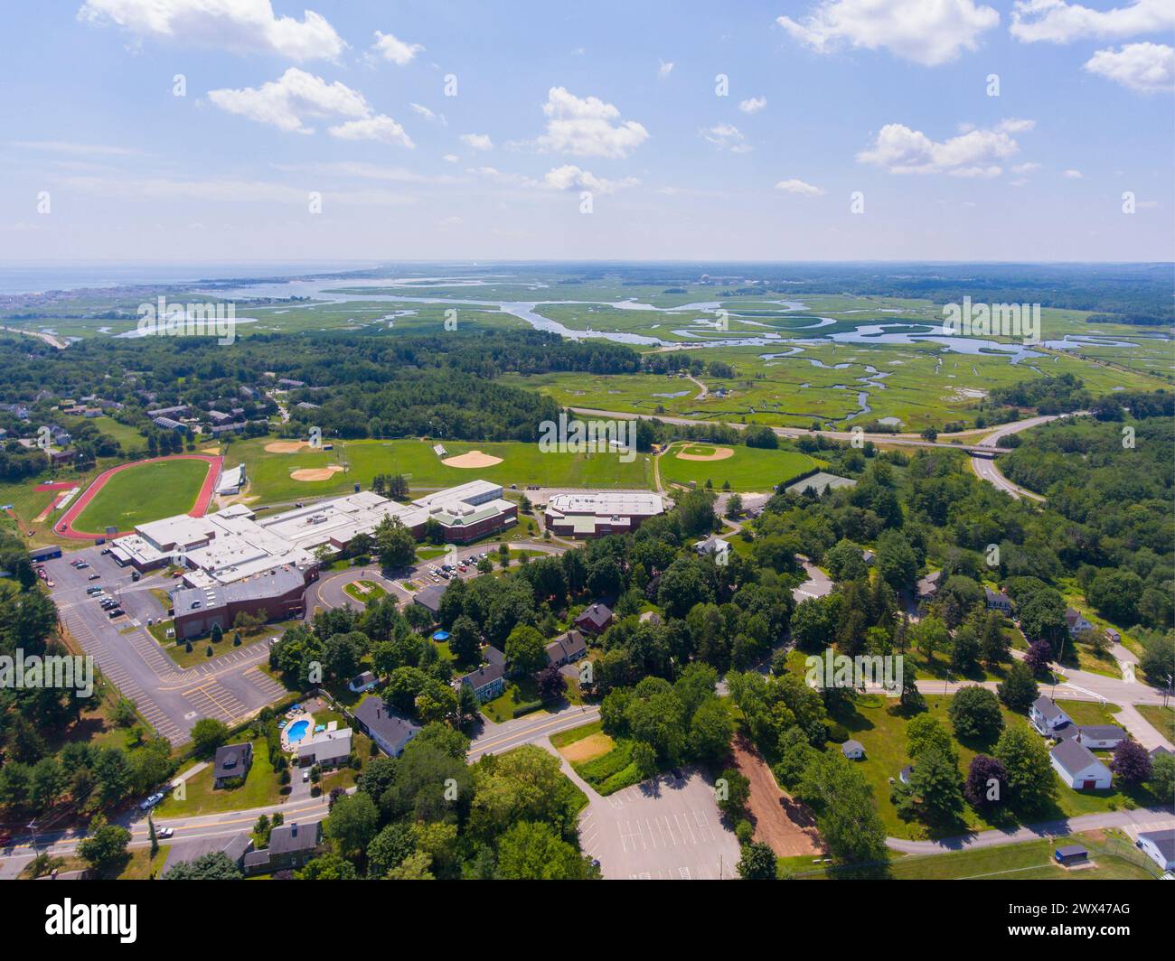 Hampton historic town center aerial view including High