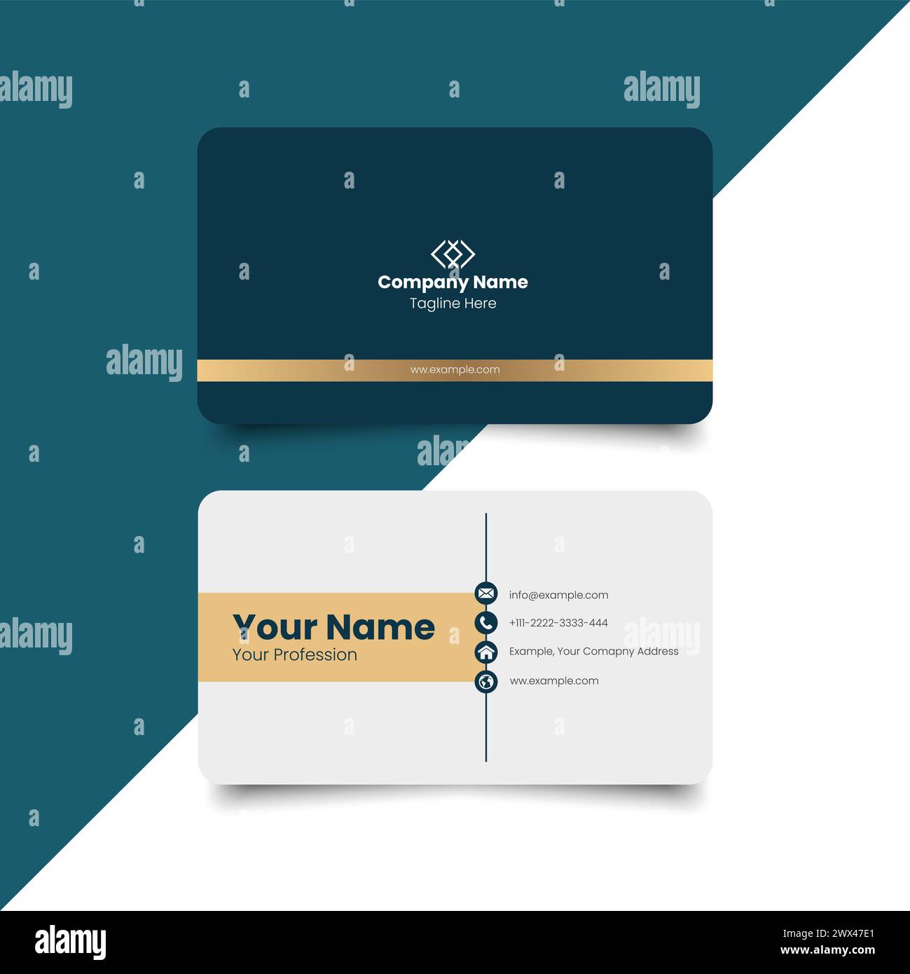 Web Simple Business Card Layout. creative modern name card and business card. Clean Design. corporate design template,Clean professional business card Stock Vector