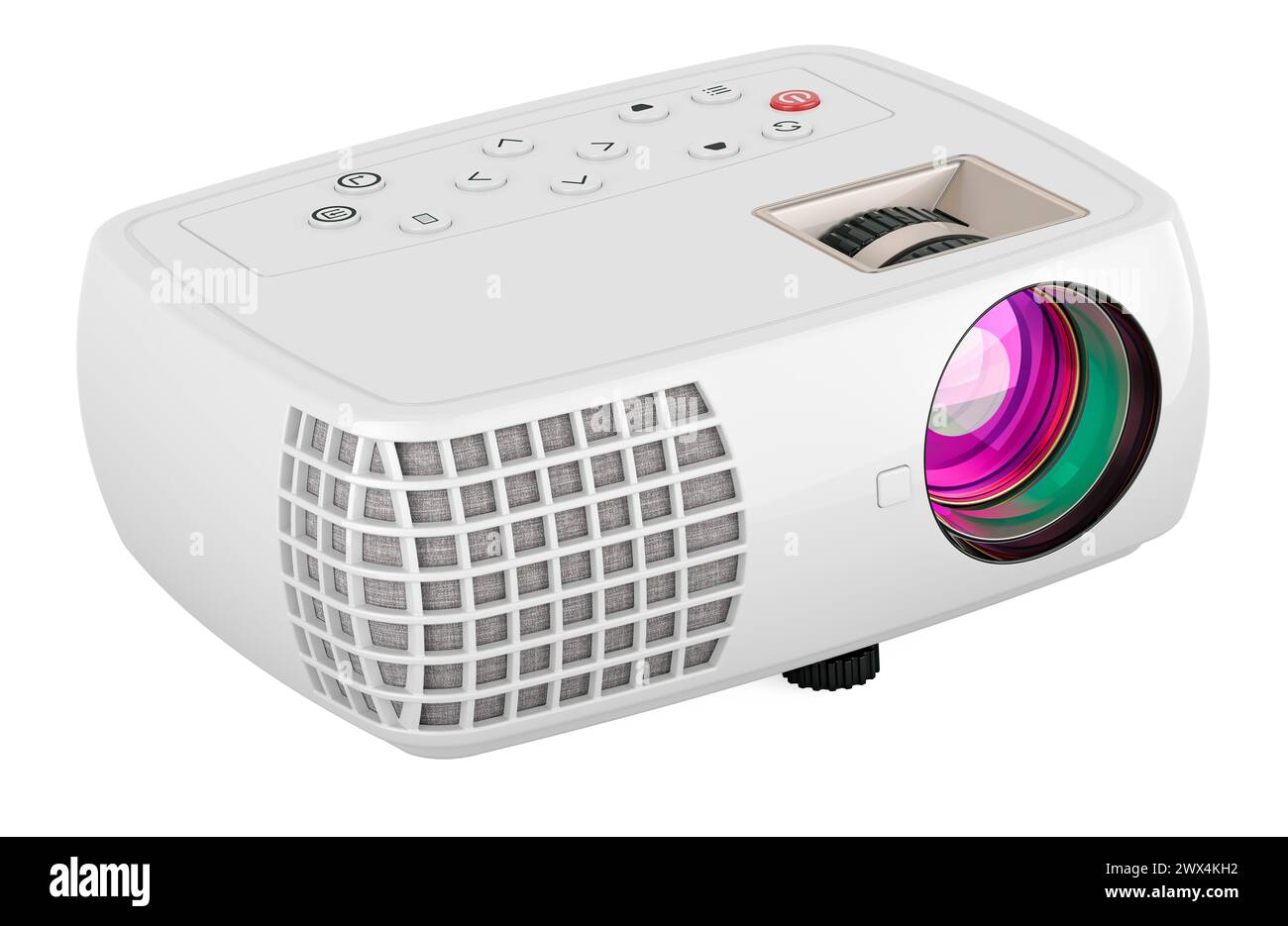 White projector, closeup. 3D rendering isolated on white background Stock Photo
