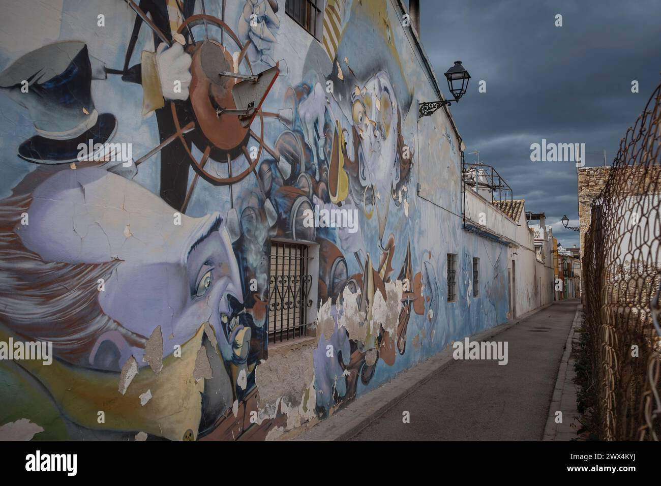 Mural in a small street in the Spanish town of Denia on the Costa Blanca Stock Photo