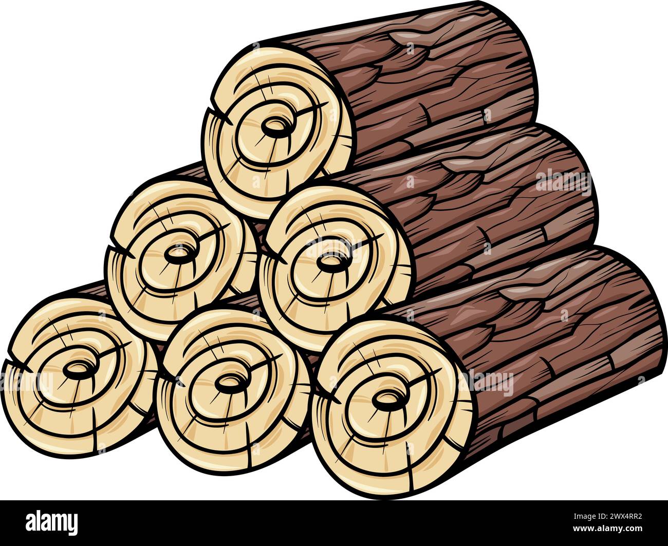 Cartoon illustration of pile of wooden logs or stumps clip art Stock Vector