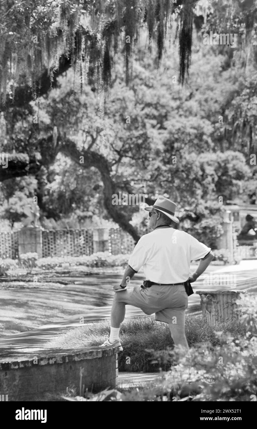 Man enjoys view at Brookgreen Gardens South Carolina USA Stock Photo