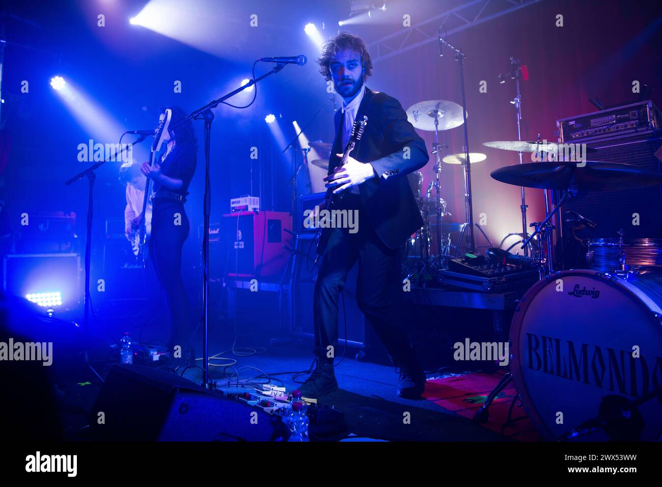 Belmondo, a multi-origin rock band, performing live at the Lido in Berlin while supporting Filter The Algorithm tour Stock Photo