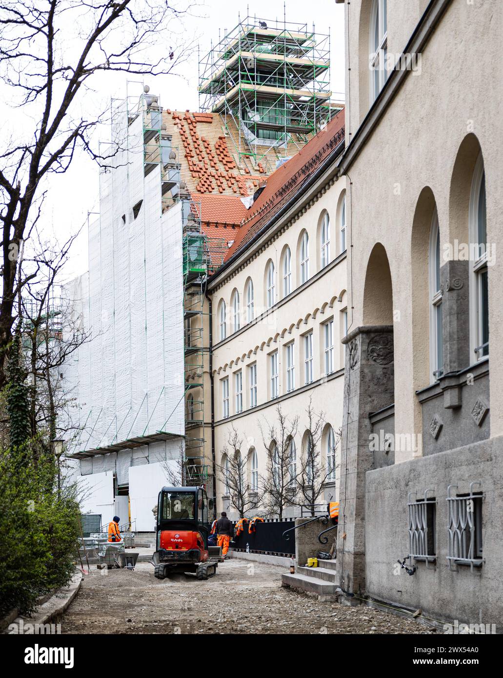 Munich, Germany. 27th Mar, 2024. Max-Gymnaium gets renovated. Walk through Schwabing on March 27, 2024 in Munich, Germany. (Photo by Alexander Pohl/Sipa USA) Credit: Sipa USA/Alamy Live News Stock Photo