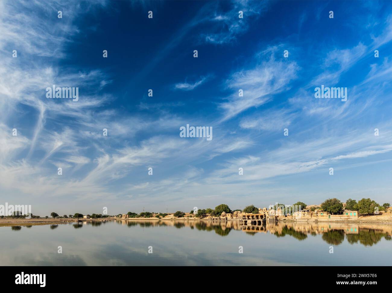 Gadi Sagar - artificial lake. Jaisalmer, Rajasthan, India Stock Photo