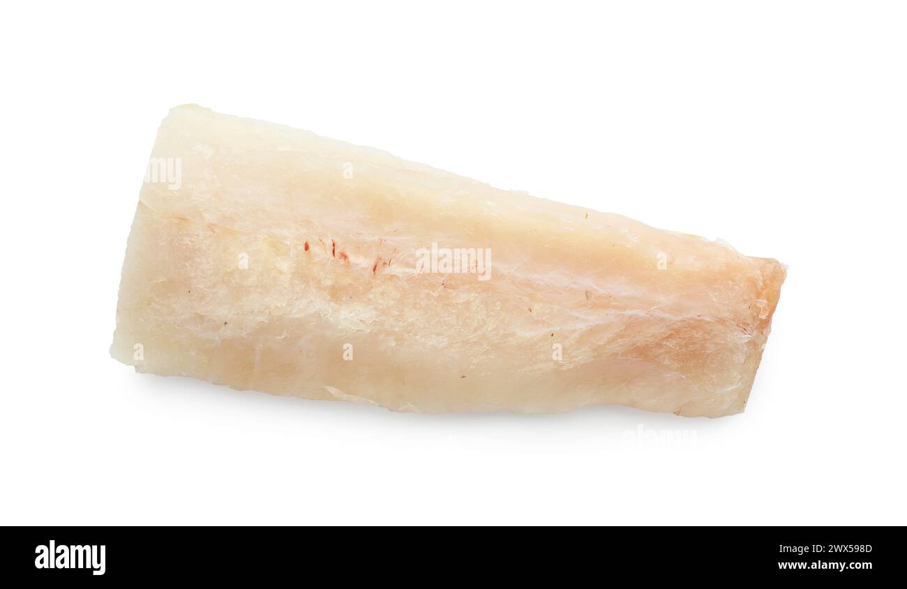 Fresh raw cod fillet isolated on white, top view Stock Photo - Alamy