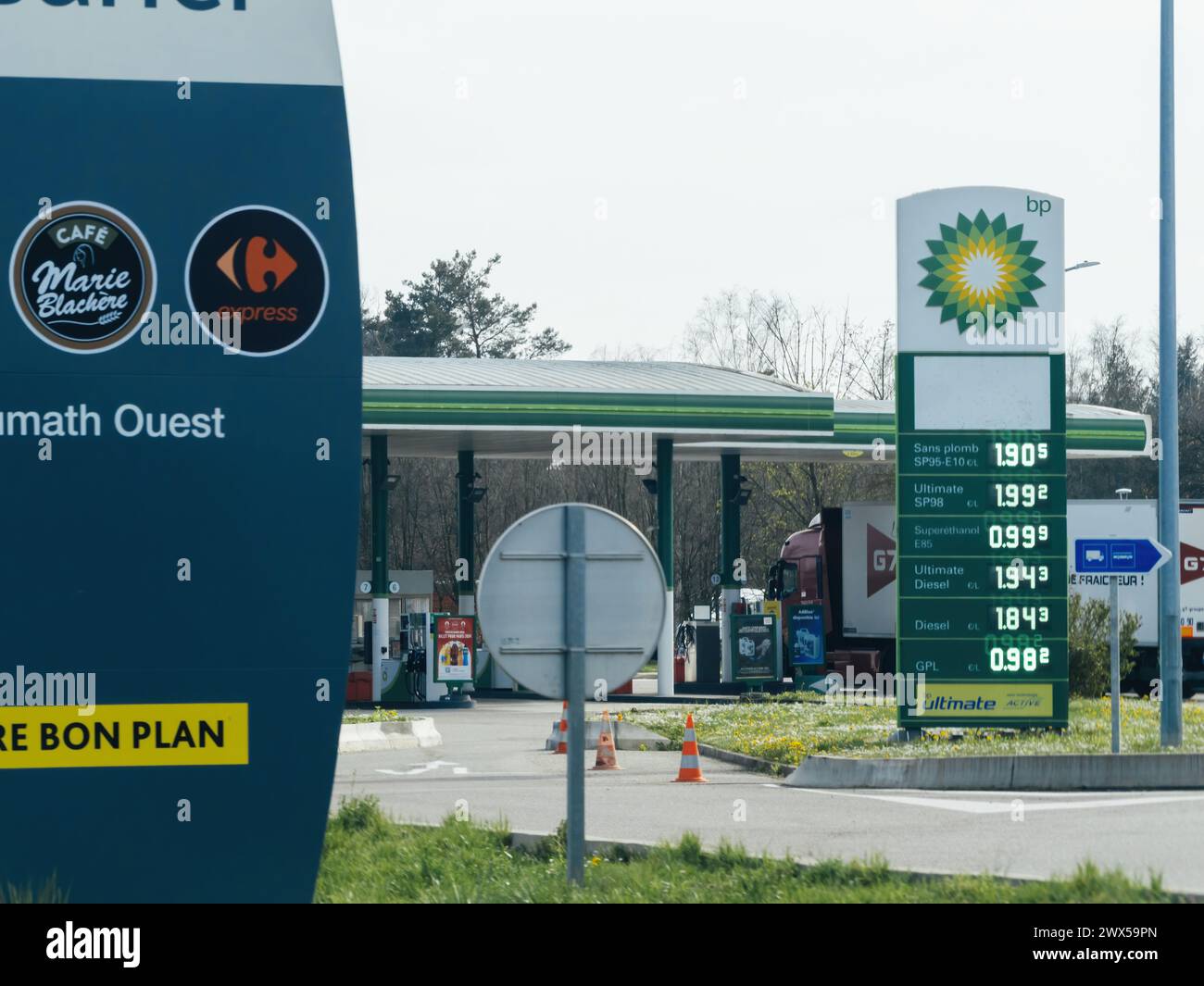 Haguenau, France Mar 20, 2024 A BP gas station in Haguenau, France
