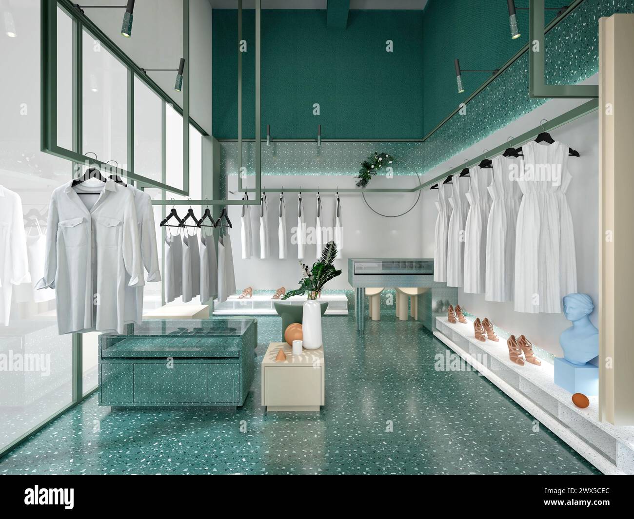 3d render of cloth dress shop Stock Photo