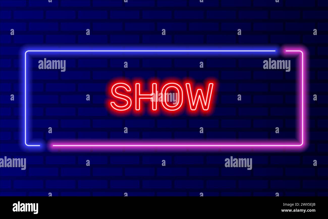 Neon sign show in speech bubble frame on brick wall background vector