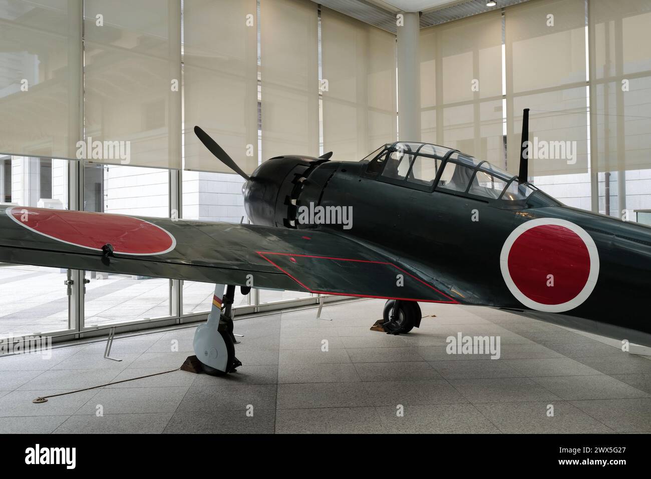A WWII Japanese Zero fighter aircraft display in Yushukan Museum in ...