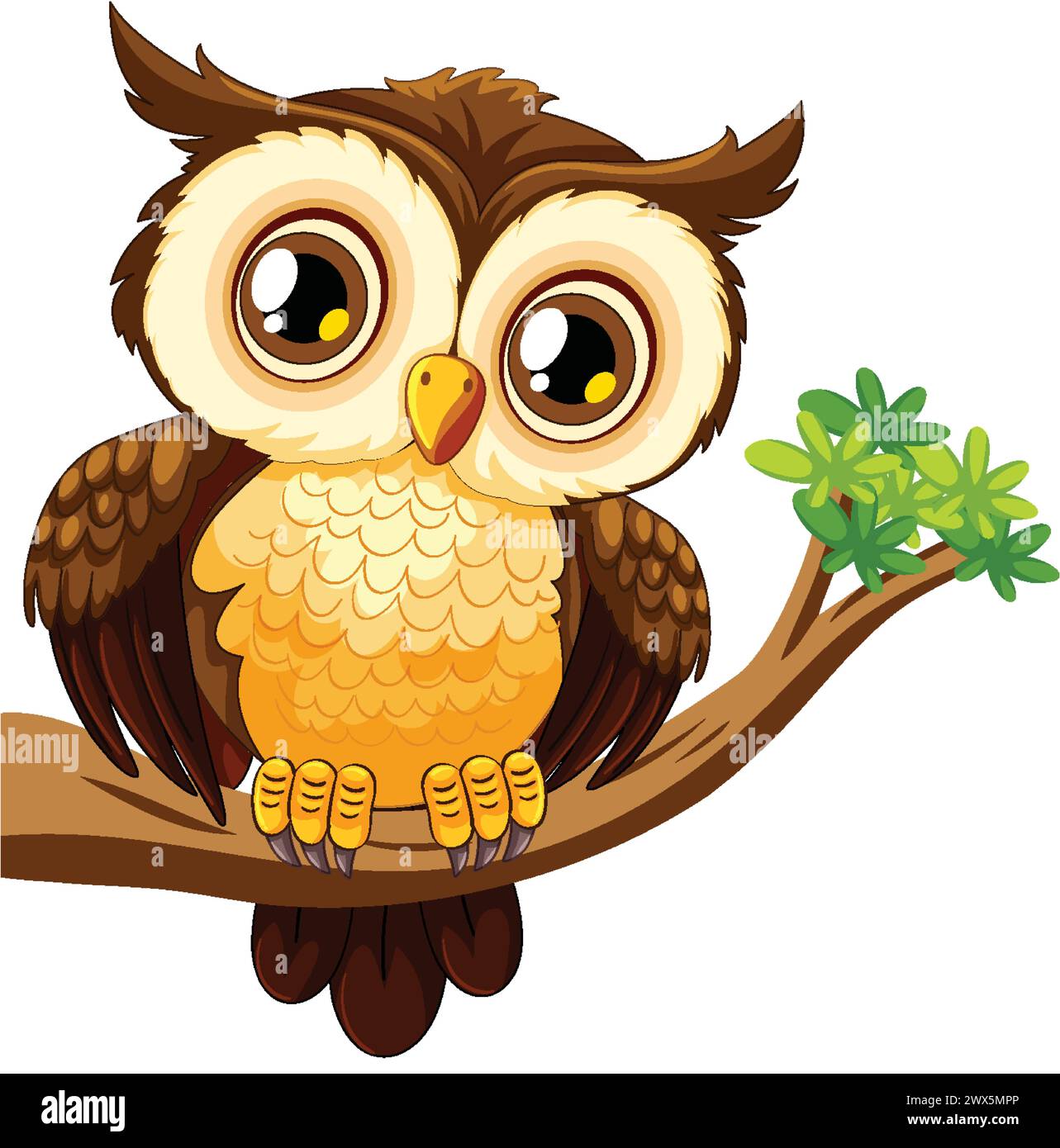 Adorable cartoon owl sitting on a tree limb Stock Vector Image & Art ...