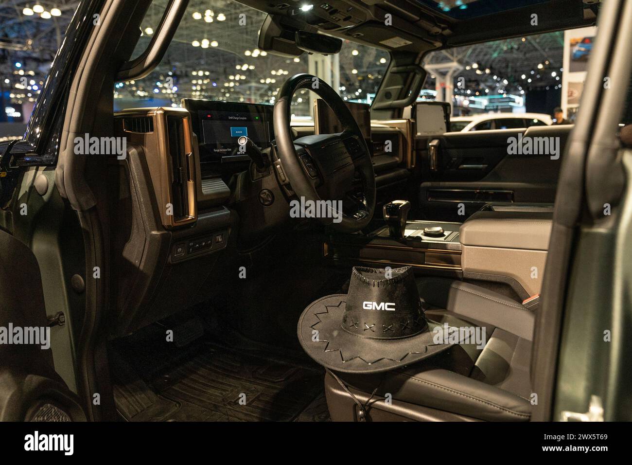 New York, USA. 27th Mar, 2024. Interior design of GMC Hummer 2025 on display during
