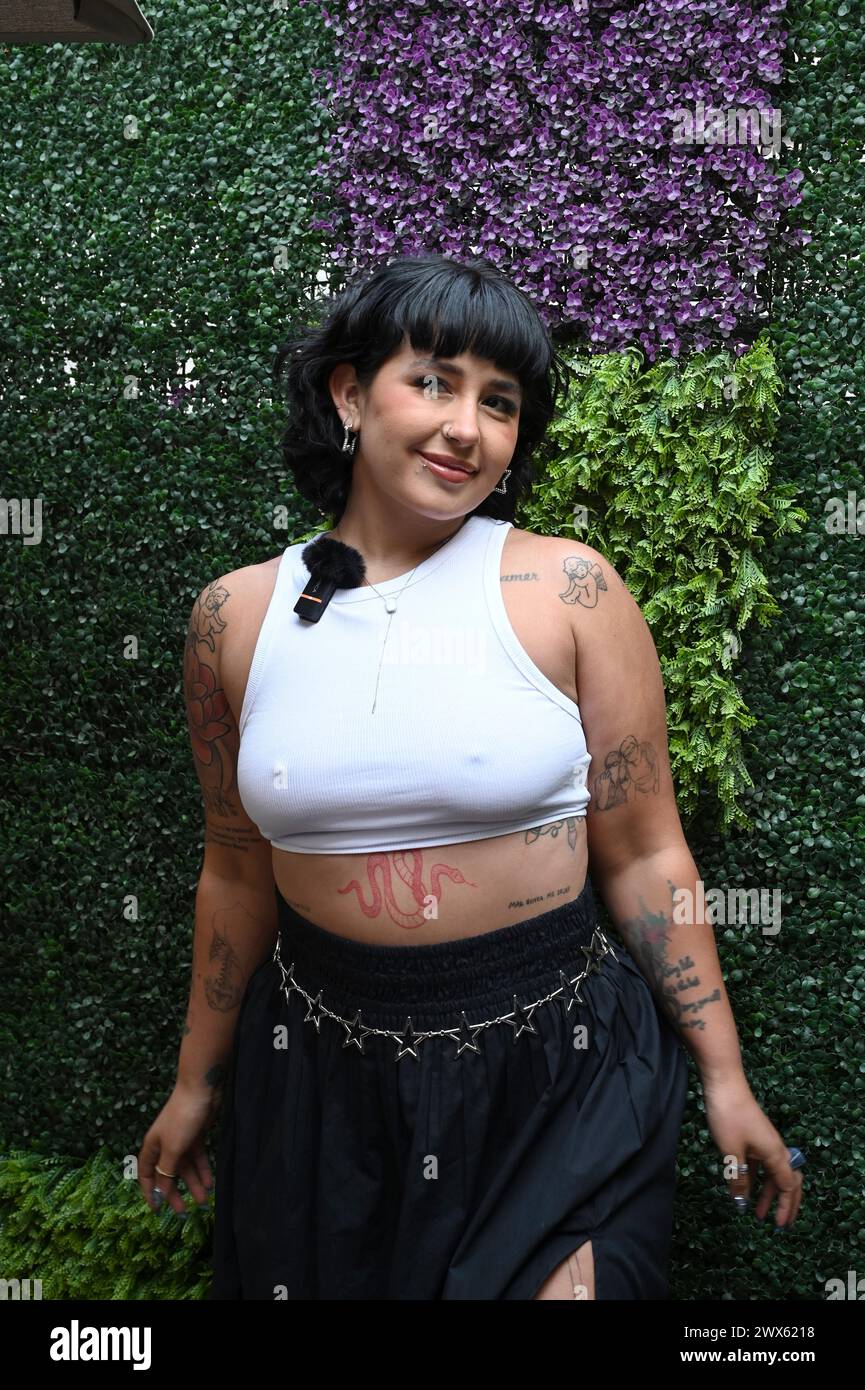 Mexico City, Mexico. 27th Mar, 2024. Influencer Romina Marcos is posing for photos during a