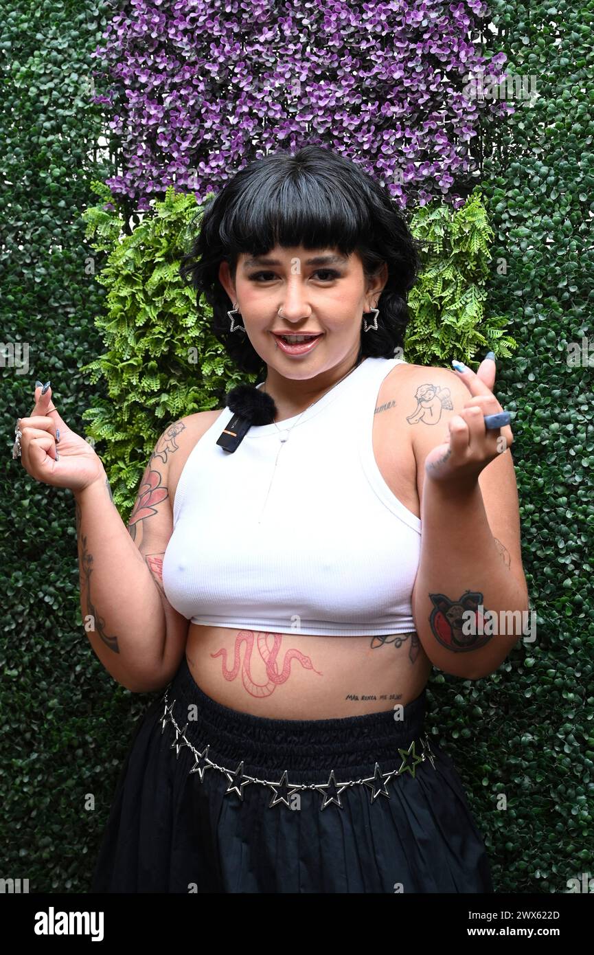 Mexico City, Mexico. 27th Mar, 2024. Influencer Romina Marcos is posing for photos during a