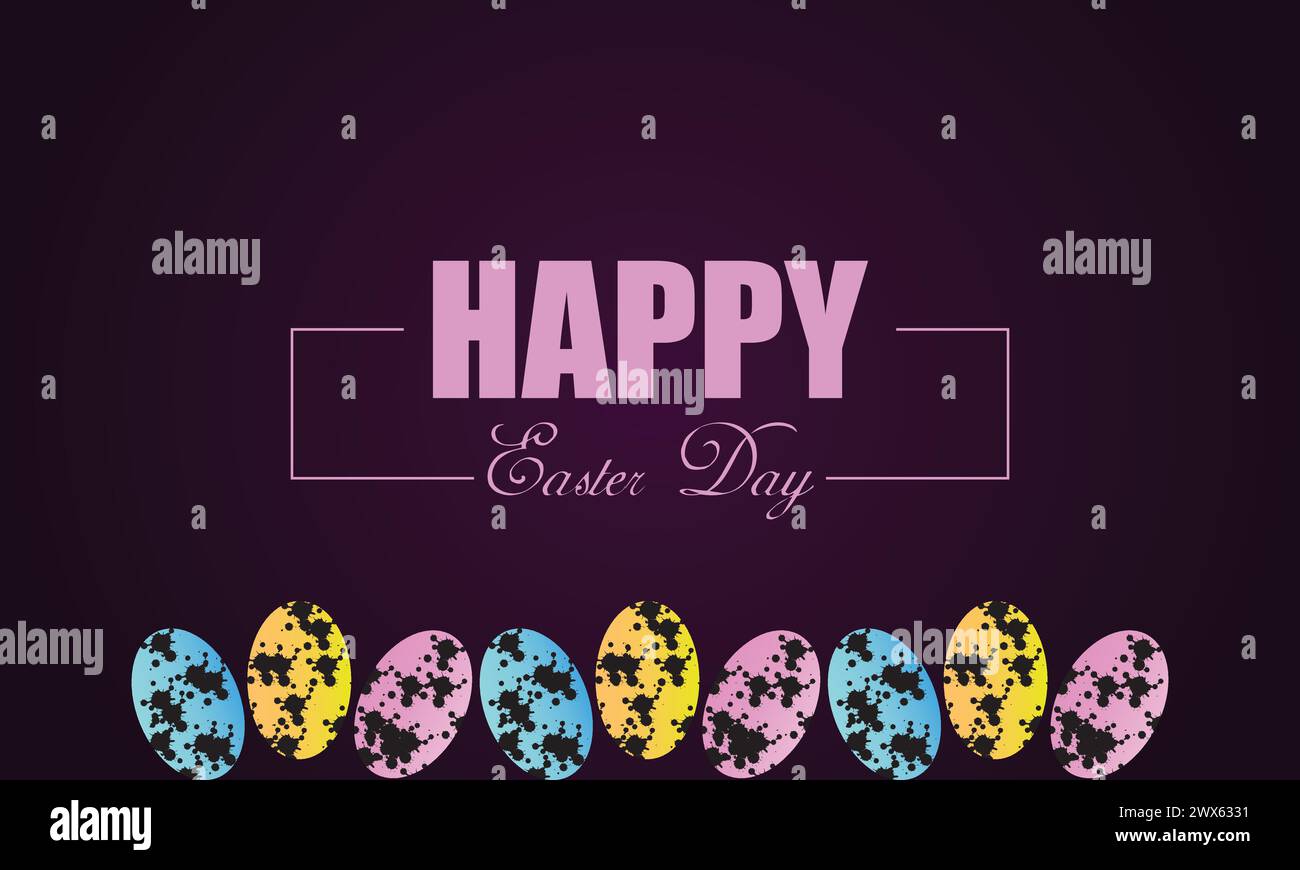 Happy Easter day beautiful text illustration design Stock Vector