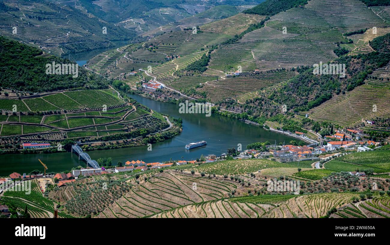 Douro River from the Tua Valley, Tras-os-Montes, Portugal. July 2021 Stock Photo