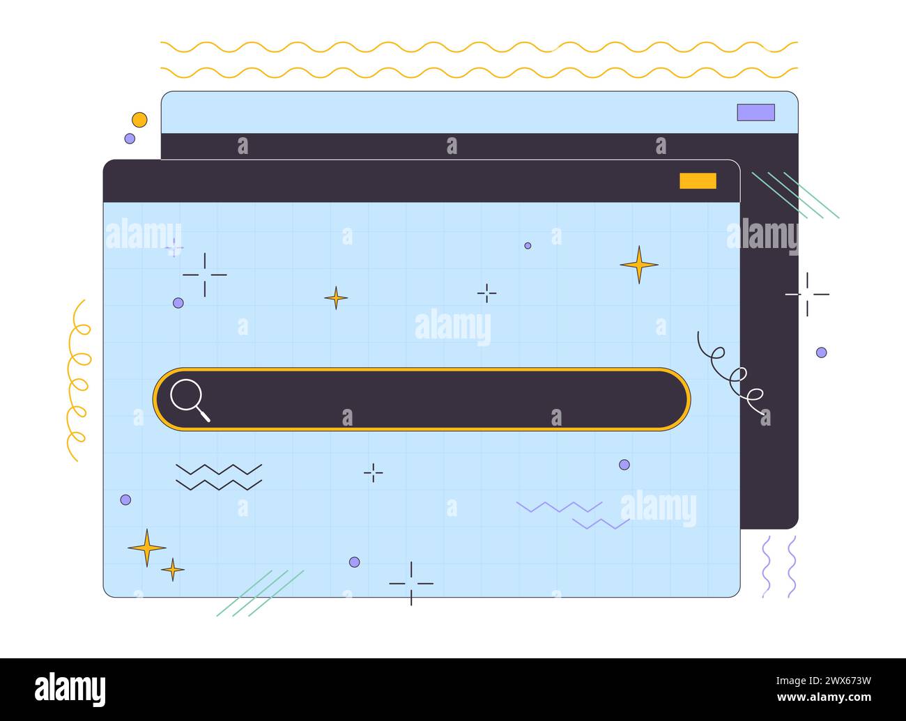 Search field on webpage 2D linear cartoon object Stock Vector