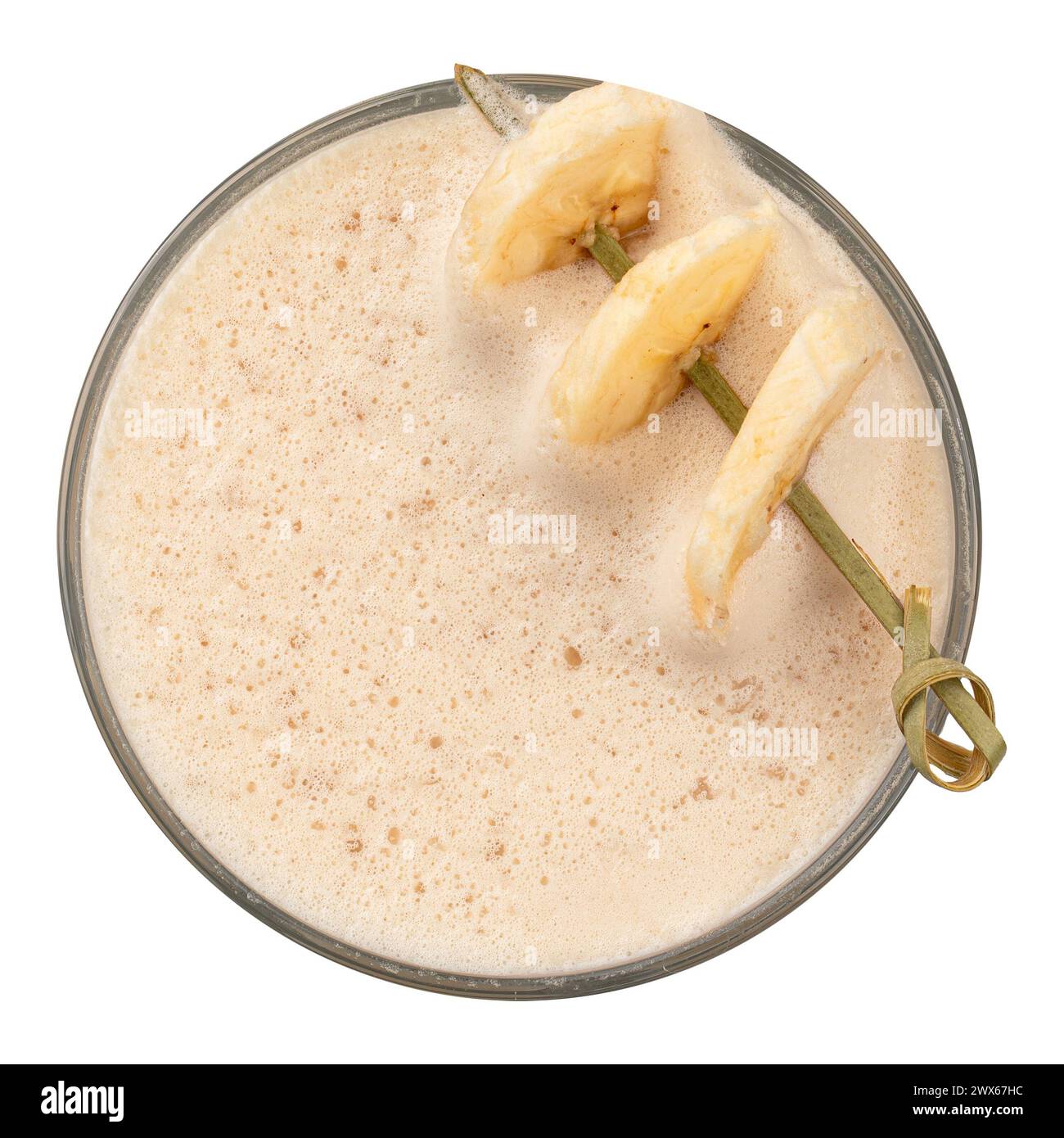 Glass of raf coffee with dried banana Stock Photo